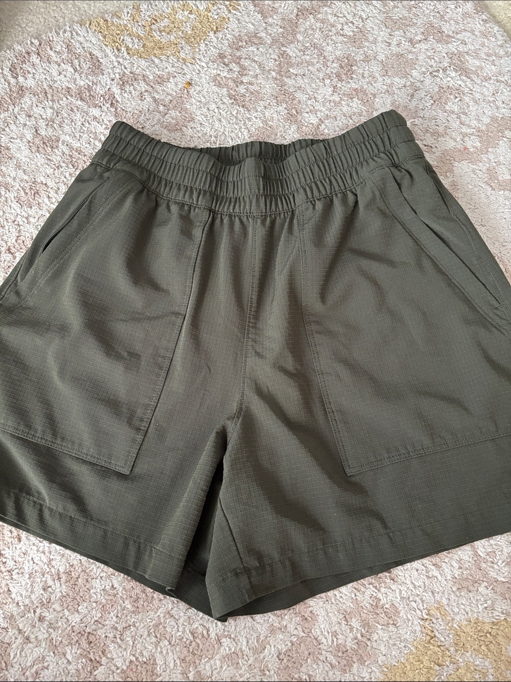 Athleta Olive Green Elastic-Waist Utility Shorts
